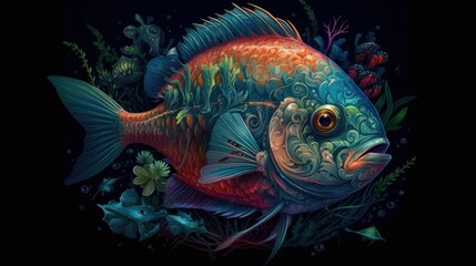 Fototapeta premium Underwater shot in the lake. Wild animal. Fish in natural habitat on nice background