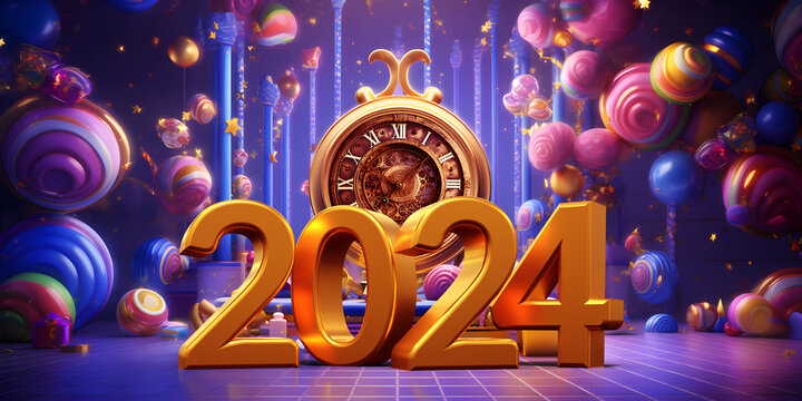 fond de carte de vœux pour la nouvelle année 2024, réveillon du nouvel an