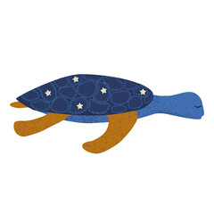 Sea turtle illustration blue summer fantasy isolated