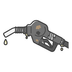 破損や漏れがあり危険なガソリンスタンドのガソリン給油ノズル