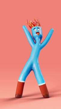 Inflatable Tube Man Is Dancing, 3D Digital Generation Image 
