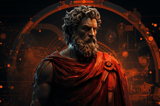 A Visual Narrative Showcasing The Journey And Teachings Of Marcus Aurelius, The Renowned Stoic Emperor And Philosopher, Featuring Key Moments From His Life And Excerpts From His In Generative AI