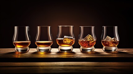 glasses with whiskey on the background - Generative AI technology