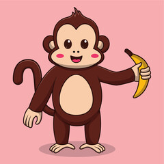 CUTE MONKEY WITH BANANA