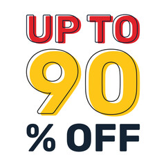 Discount up to 90 percent off, banner templates, special offer sales promotions.