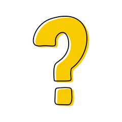 Question mark icon in doodle style. Help symbol. FAQ sign on white background.