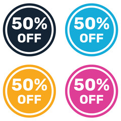 50% Off Promotion Text Stickers Vector Design Banner.