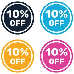 10% Off Promotion Text Stickers Vector Design Banner.