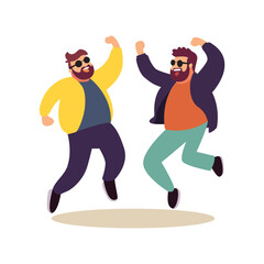 two fatty man dancing jumping vector happy friendship day vector illustration art 
