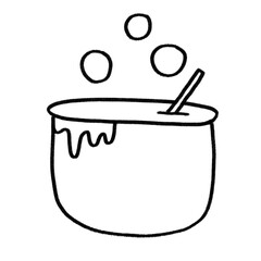 Potion pot icon. Witch pot. Halloween element. Outline