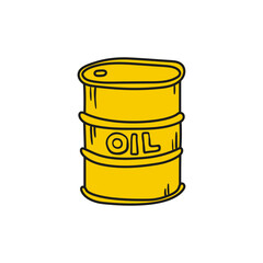 Oil barrel vector cartoon icon hand drawn in doodle style.