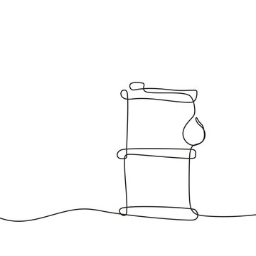 recommend clip art: Oil barrel icon hand drawn with single one continuous line. Isolated vector illustration.