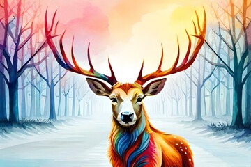deer in the forest generated by AI technology