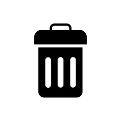 trash can icon vector illustration, black illustration isolated for graphic and web design.