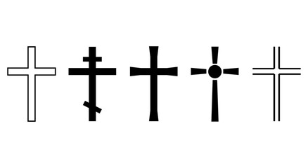 Cross symbol. Christian cross icon collection. Vector 