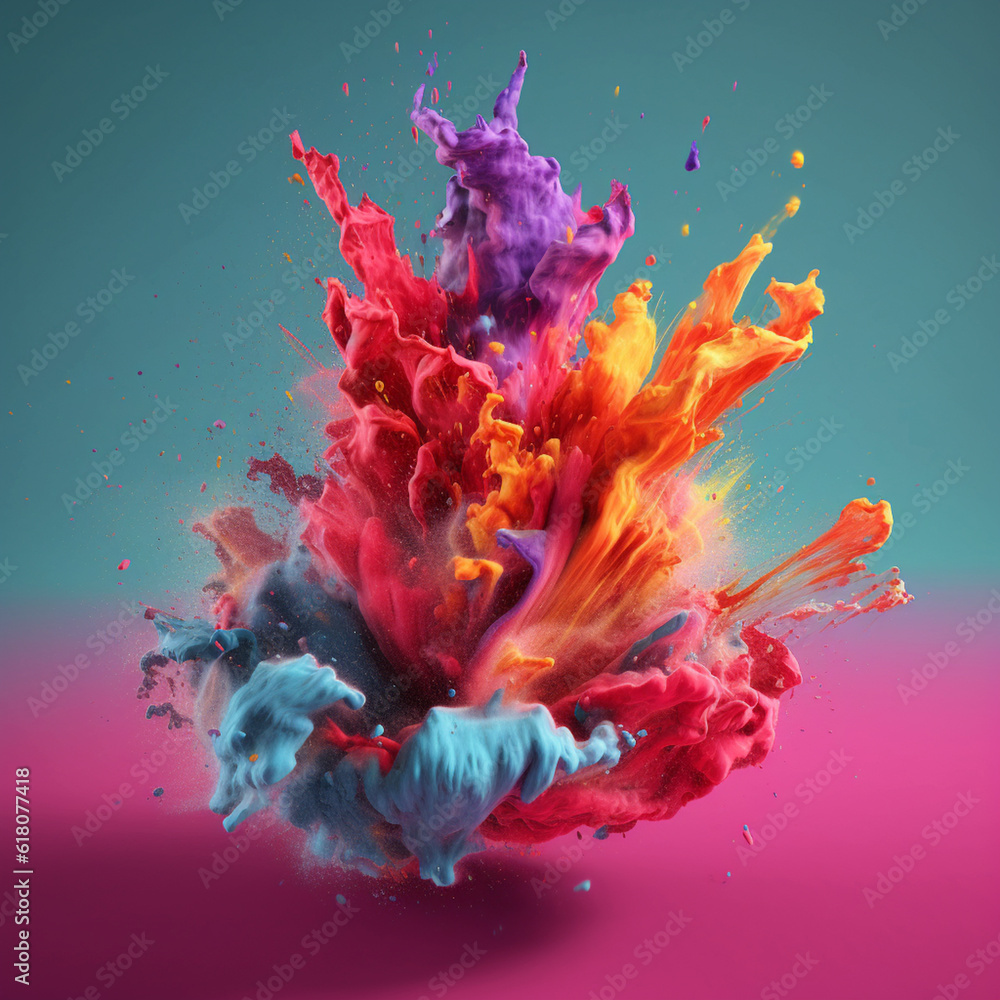 Fototapete an abstract surreal photograph of a sage splashed in bright paint. generative ai technology.