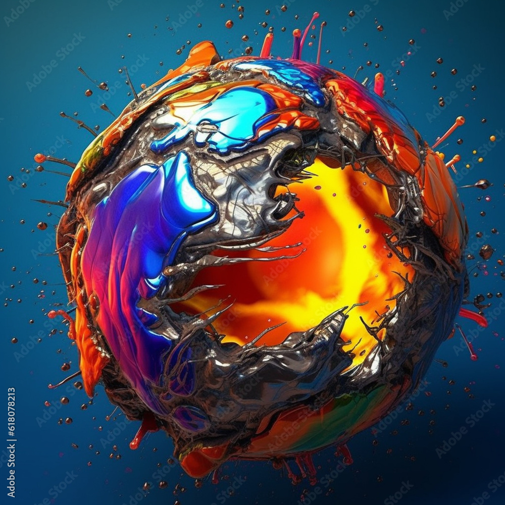 Fototapete an abstract surreal photograph of a hematite splashed in bright paint. generative ai technology.