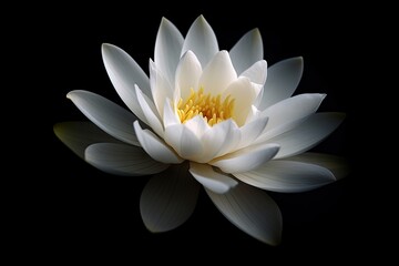 Symbol of Purity. Closeup of Fresh White Lotus Flower on Black Background