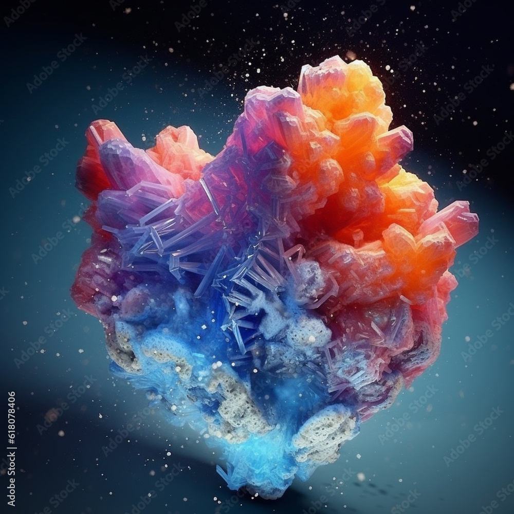 Leinwandbilder an abstract surreal photograph of a celestite splashed in bright paint. generative ai technology.