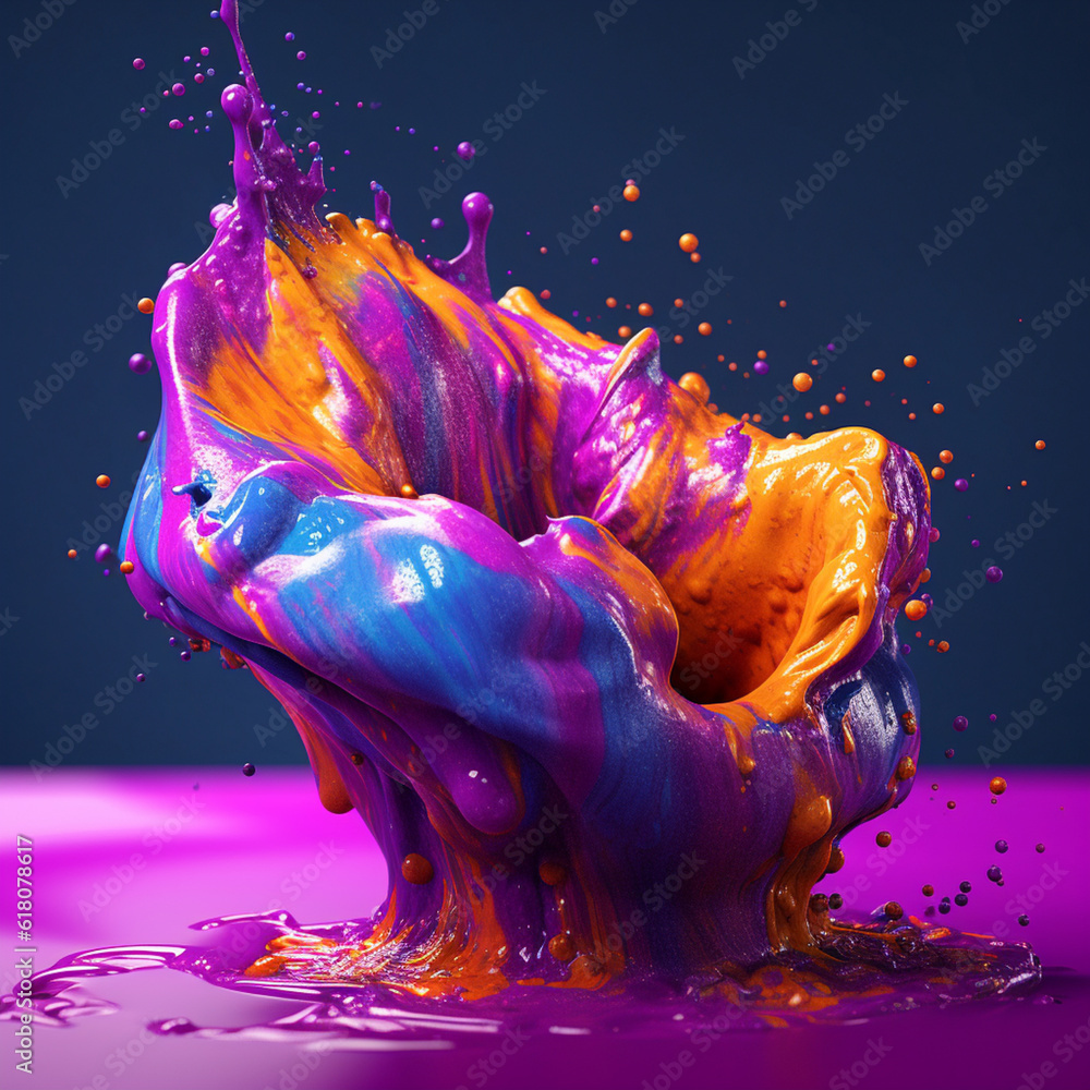 Leinwandbilder an abstract surreal photograph of a sugilite splashed in bright paint. generative ai technology.