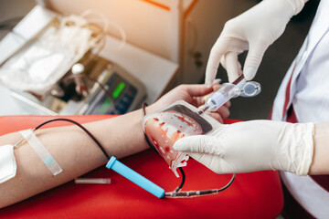 Donating blood at a medical center
