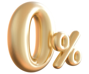 0 Percent Off Numbers Gold 3D Discount