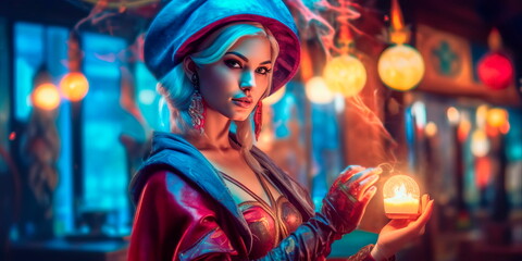 Obraz premium magical character with unusual abilities who can perform miracles and spells.