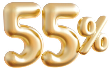 55 Percent Off Numbers Gold 3D Discount