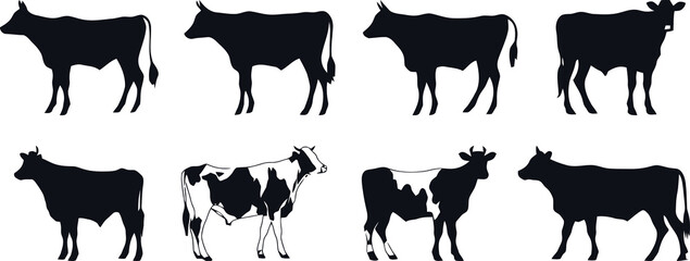 cow silhouette set