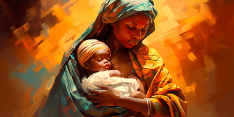 mother and child, emphasizing the importance of maternal and child health in a growing population. Generative AI - obrazy, fototapety, plakaty