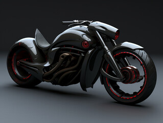 3D illustration of a future motorcycle equipped with the latest features. Aerodynamic sports style.
