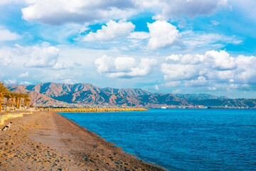 Coast of the Red Sea. Beach in Eilat, Israel