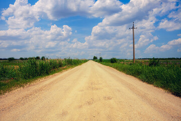 Fototapeta na wymiar Rural landscape, dirt road through the field in summer