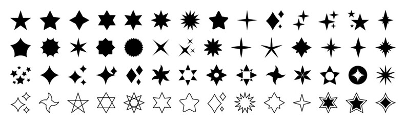 Fototapeta premium Black star icon collection. Set of black star icons. Stars icon collection