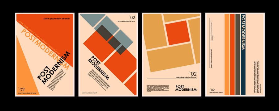 Dynamic artworks, posters inspired postmodern of vector abstract dynamic symbols with bold geometric shapes, useful for web background, poster art design, magazine front page, hi-tech print, cover .