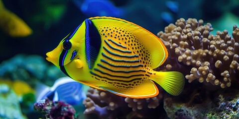 Fototapeta na wymiar colorful tropical fish underwater at the bottom of coral reefs