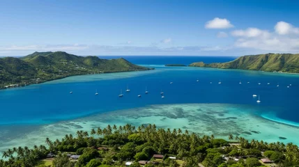 Foto op Plexiglas aerial view of the great barrier to the south island of new caledonia © Artxchnge/Wirestock Creators