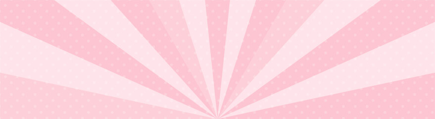 かわいいポップなドットの集中線　横　横長 　ワイド 　バナー