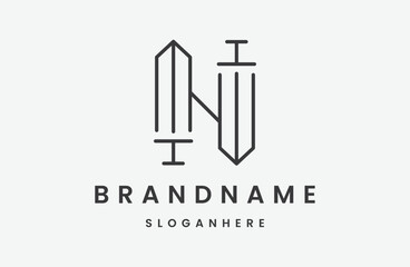 Letter h sword abstract logo template vector illustration design