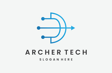 archer tech logo design vector template .