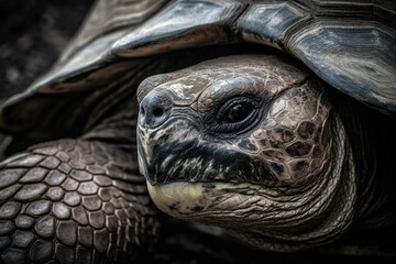 Obraz premium Ai-generated illustration of a closeup of a Galapagos giant tortoise's head with detailed scales.