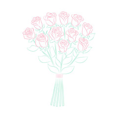 Sketch bouquet of roses. Isolated on white background.	