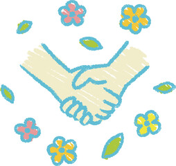 握手 クレヨン風