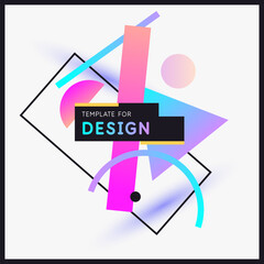 Trendy abstract art geometric background with flat, minimalistic style. Vector poster. Template for social networks