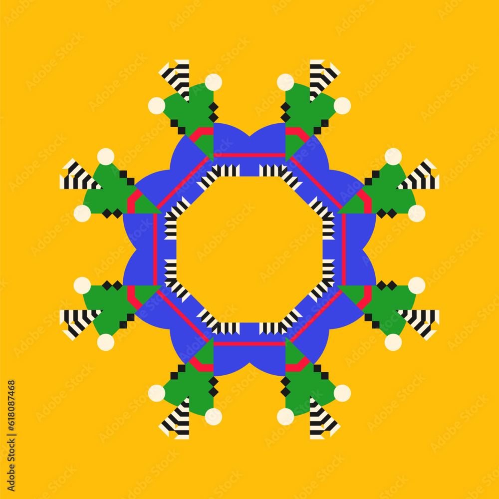 Poster symmetrical composition of geometric shapes. abstract element for design. vector illustration in a f