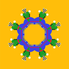 Symmetrical composition of geometric shapes. Abstract element for design. Vector illustration in a flat style.