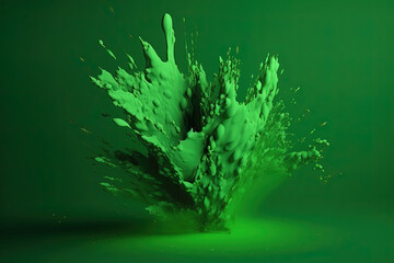 splashes of vivid neon green color paint