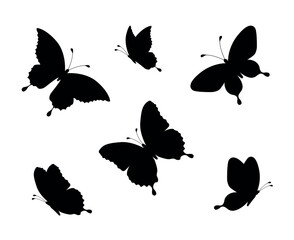Set of butterflies silhouettes