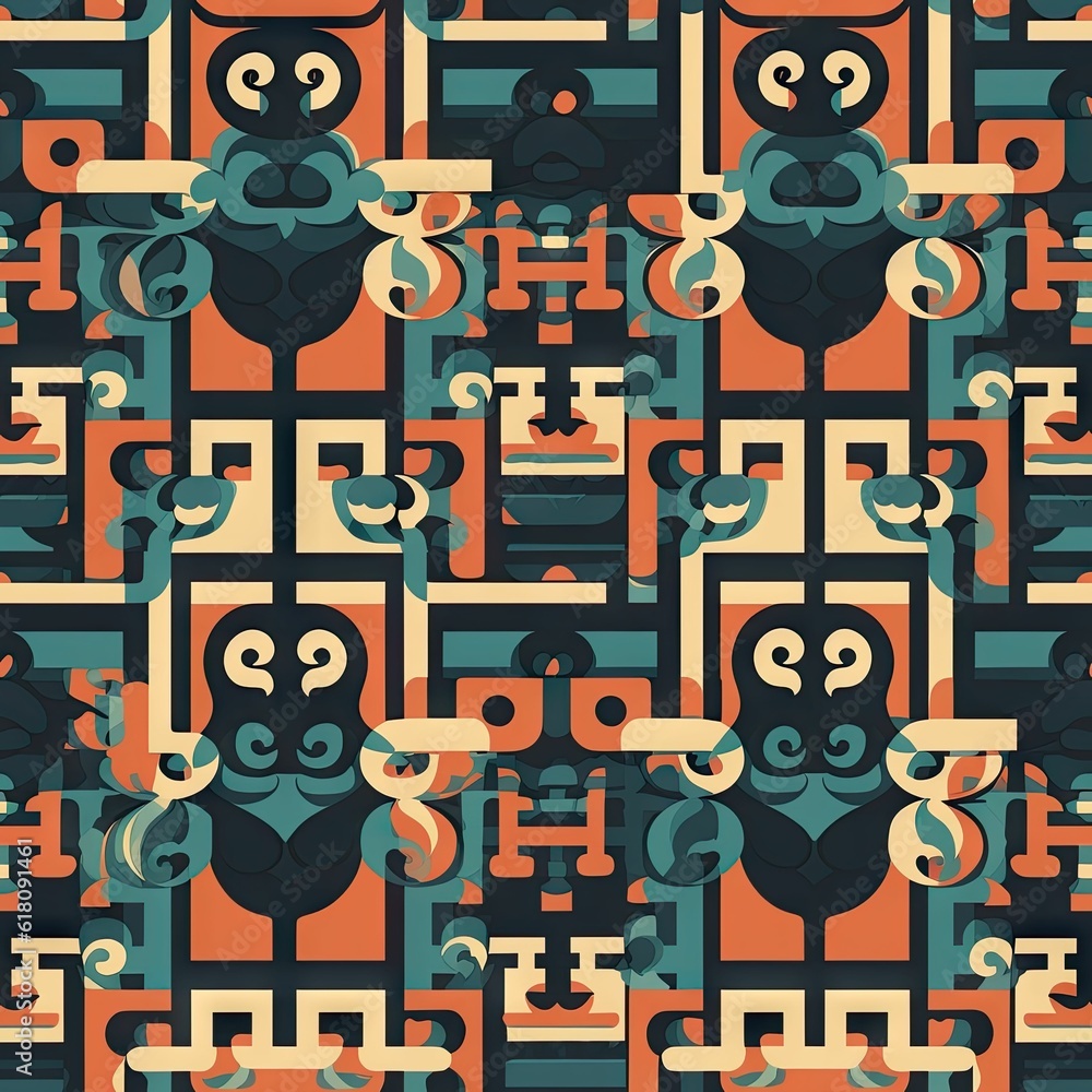 Poster ai generated illustration of vibrant abstract design with geometric seamless patterns