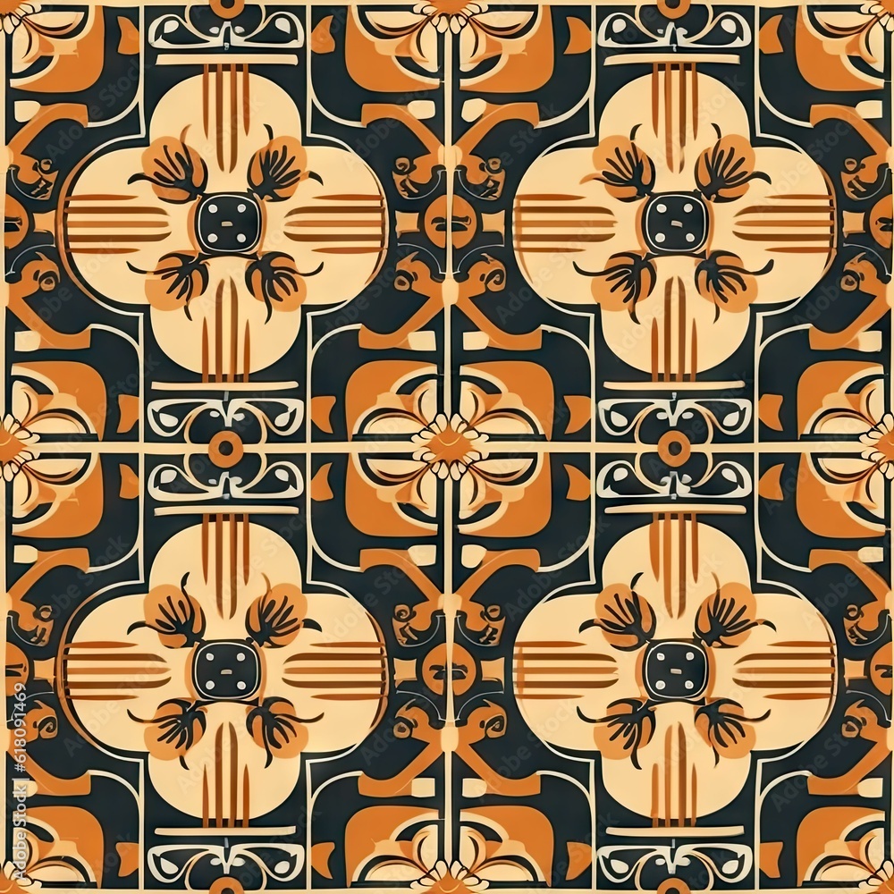Poster ai generated illustration of vibrant abstract design with geometric seamless patterns